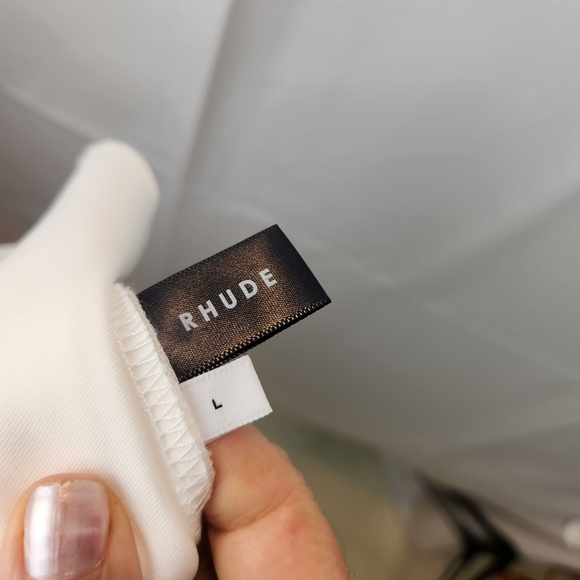 Rhude SS22 collection white logo shirts size L BNWT - Picture 8 of 9